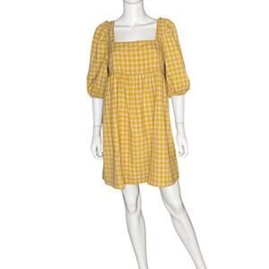 Lumiere Checkered Mini Dress Yellow Women’s Sz L